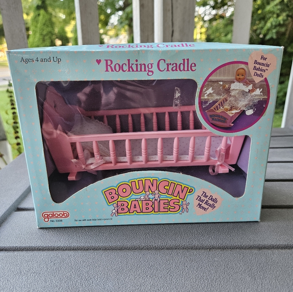 Vintage Galoob Bouncin Babies Rocking Cradle. 1988 New in Box. Mint.